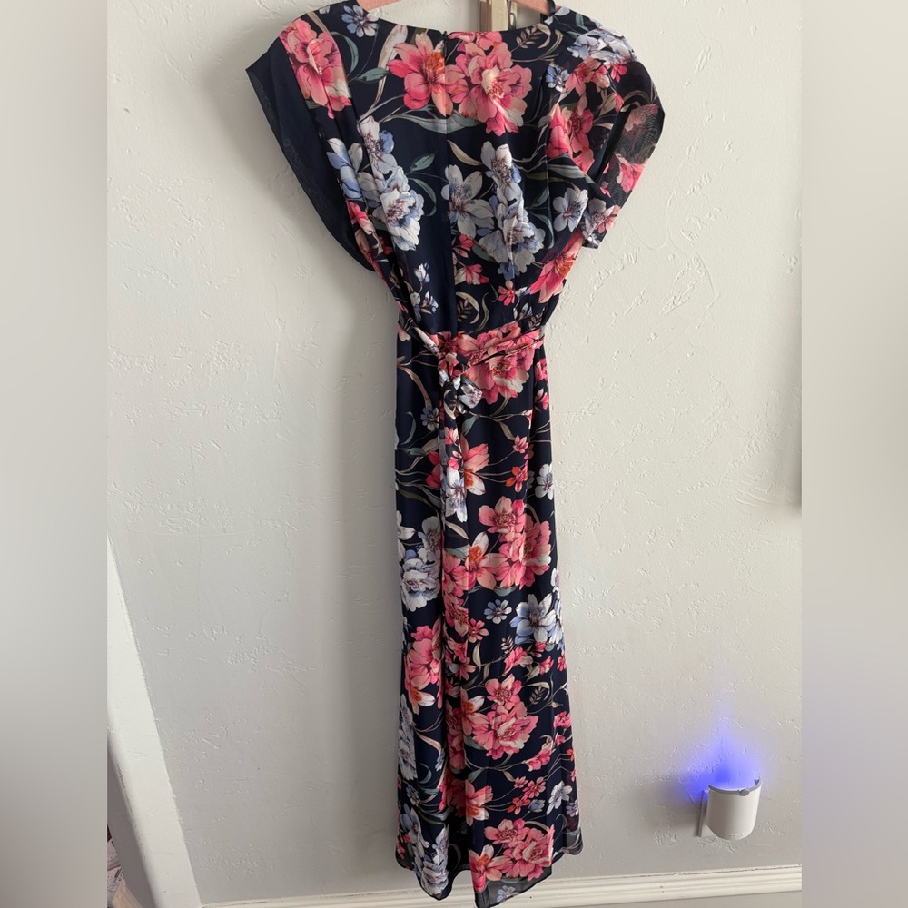 Eliza J Navy and Pink Floral Maxi Dress
